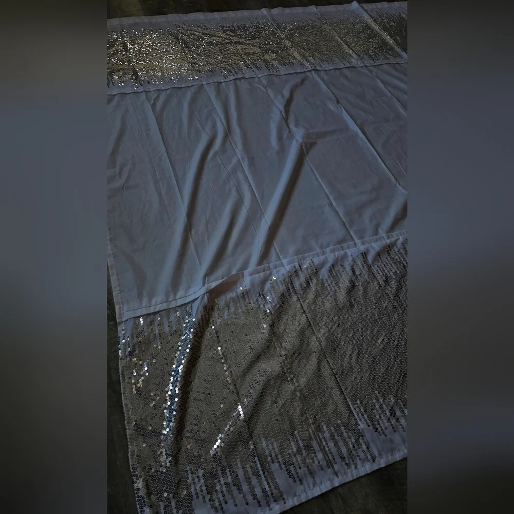 Luxurious White and Silver Sequin Shower Curtain